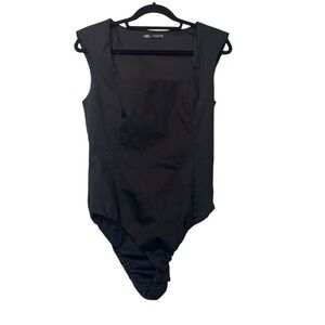 ZARA Structured Black Bodysuit - Size Large